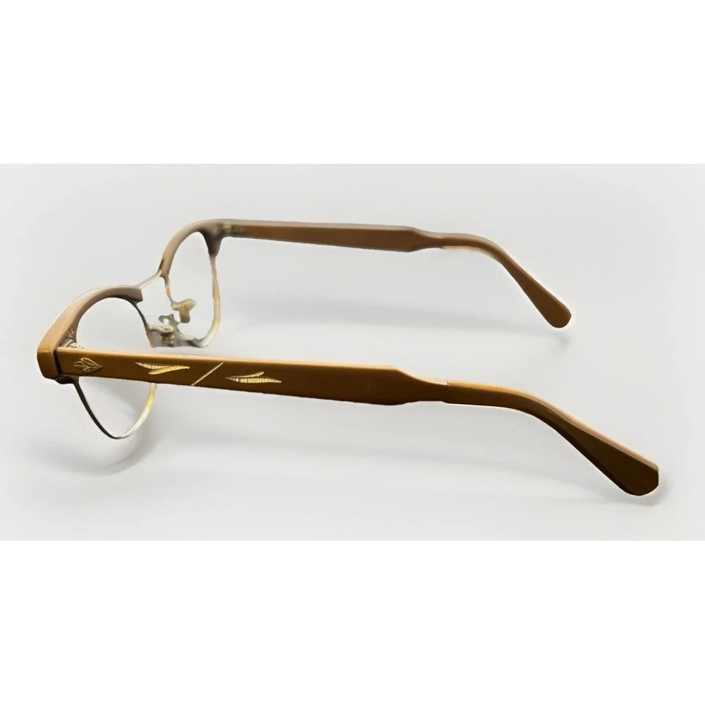 VTG Imperial Cat Eye Glasses frames ONLY 5 1/2 floral aluminum 50's 60's Bronze